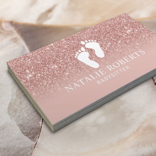 Babysitter Nanny Modern Rose Gold Ombre Business Card
