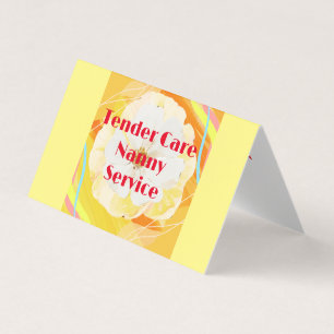 Babysitter Nanny Modern Yellow & White Rose Business Card