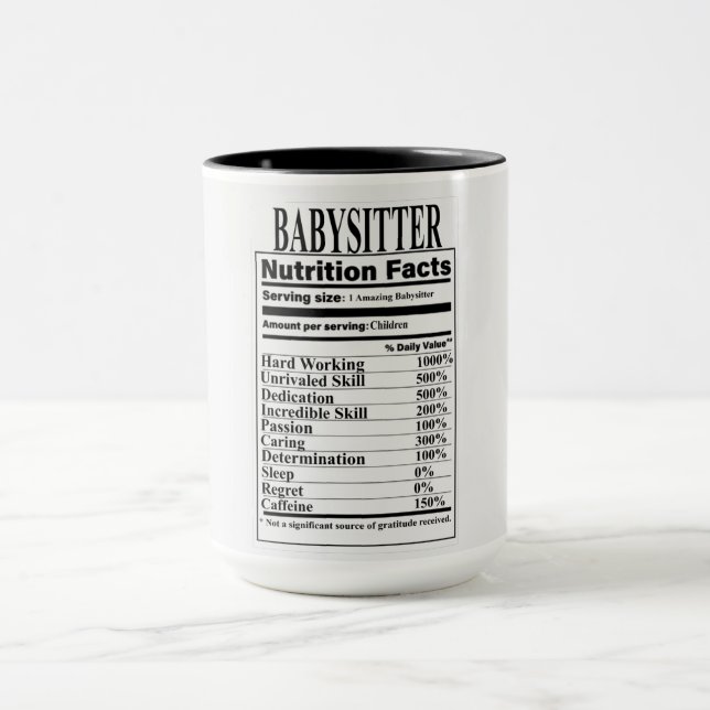 Babysitter Nutrition Facts Mug (Center)