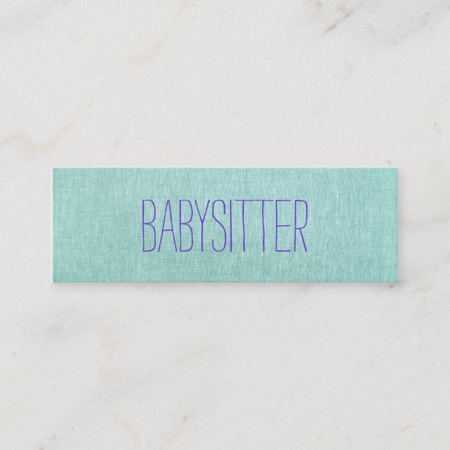 Babysitter or Nanny, Cute, Turquoise, Blue 2 Mini Business Card (Front)