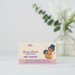 Babysitter Professional Business   Cute Rainbow Card