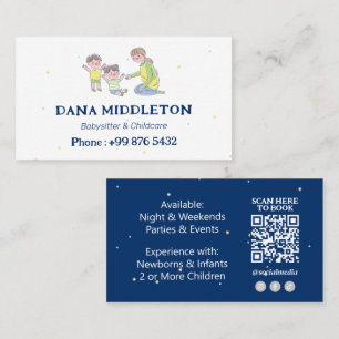 Babysitter Professional Business   Navy White Business Card