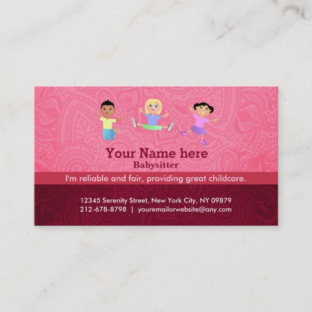 Babysitter slogans business card (Front)