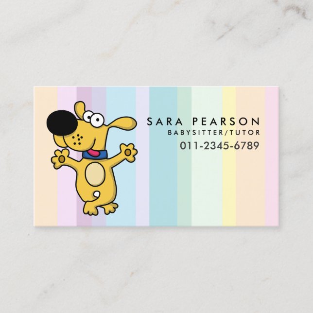 Babysitter Tutor Child Care Dancing Dog Business Card (Front)