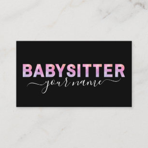 Babysitter Typography Signature Calligraphy Black  Business Card