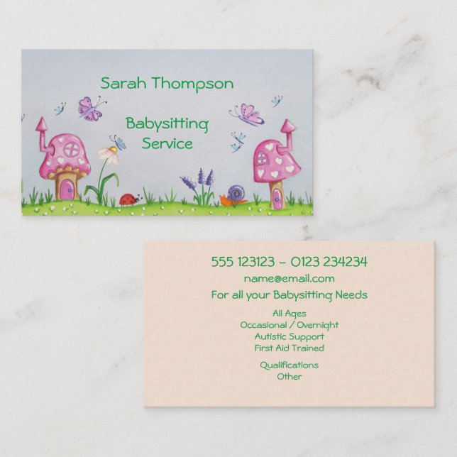 Babysitter Watercolor Business Card (Front/Back)