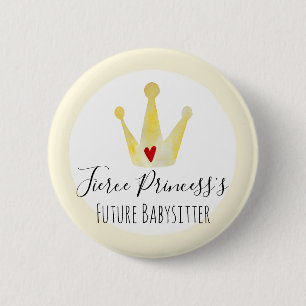 Babysitter Watercolor Princess Girl Baby Shower 6 Cm Round Badge