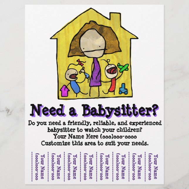 Babysitting. Babysitter. Child Care. Template Flyer (Front)