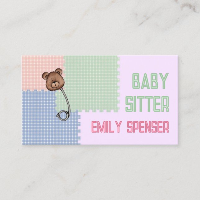 Babysitting & Child Care Bear Brooch Card (Front)