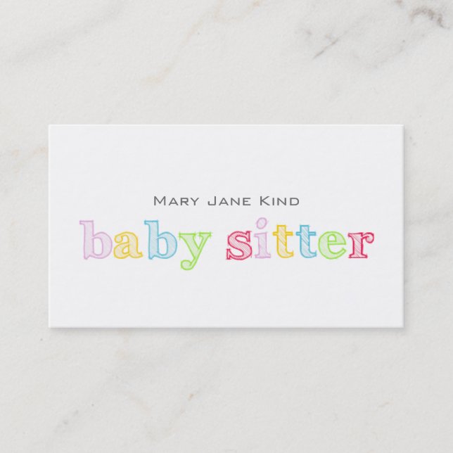 Babysitting & Child Care - Colourful Business Card (Front)