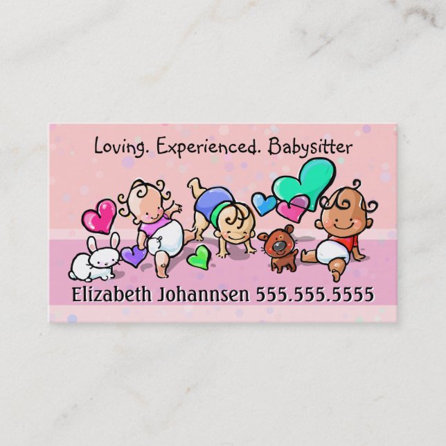 Babysitting.Child Care.Day Care. Custom Business Card (Front)