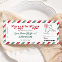 Babysitting Christmas Gift Voucher Ticket