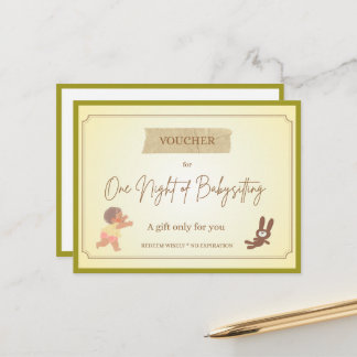 'Babysitting' Funny Gift Voucher Postcard