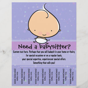 Babysitting promotional tear sheet flyer
