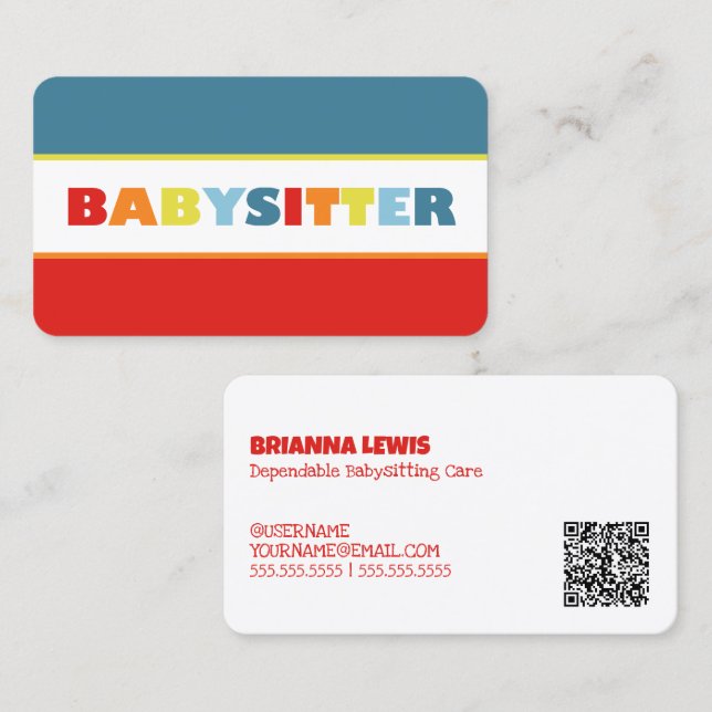 Babysitting QR Business Card (Front/Back)