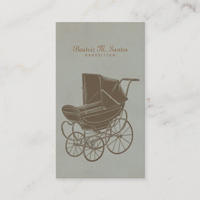 Babysitting Vintage Baby Carriage Simple Modern Business Card (Front)