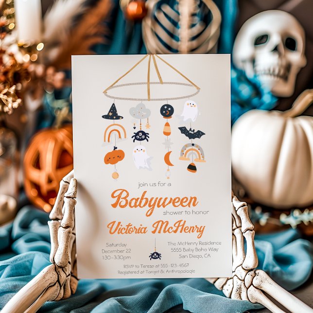 BabyWeen Halloween Ghost Mobile Baby Shower Invitation (Creator Uploaded)