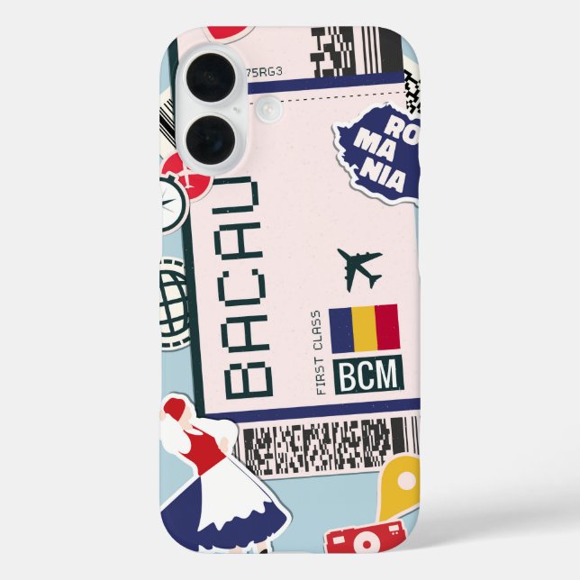 Bacău Romania Boarding Pass  Case-Mate iPhone Case (Back)