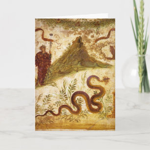 Bacchus and Serpent Agathodaimon in Pompeii Card