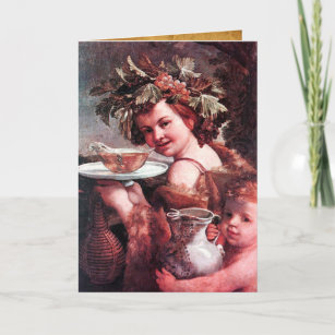 BACCHUS ,GRAPES AND ROSE WINE PARCHMENT Birthday Card
