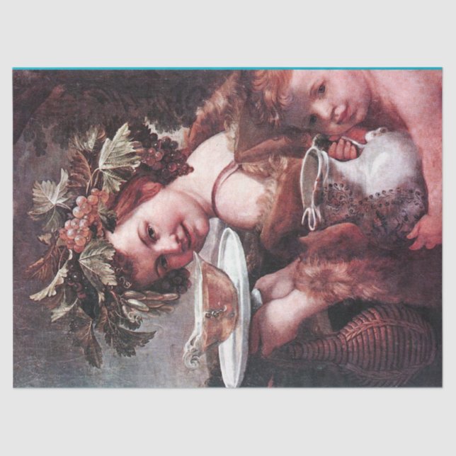 BACCHUS, GRAPES AND WHITE WINE TISSUE PAPER (Front)