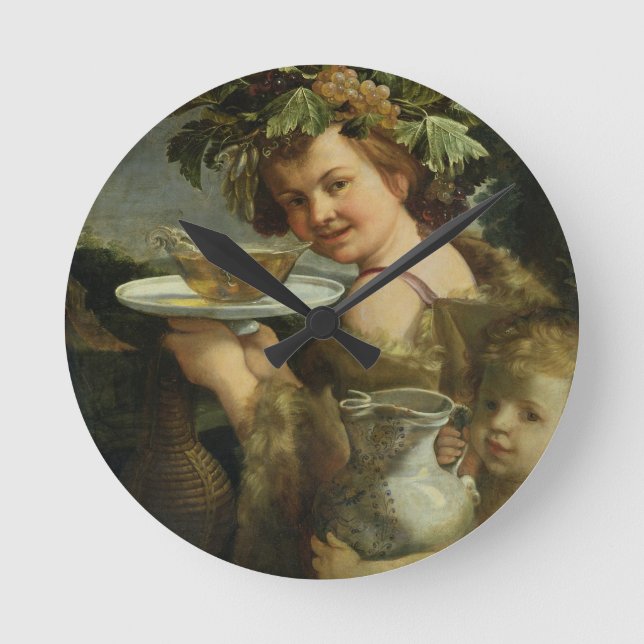 Bacchus (oil on canvas) round clock (Front)