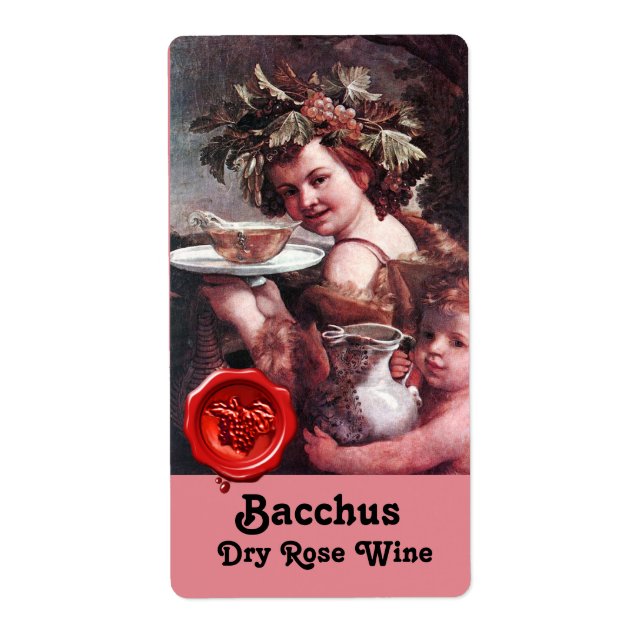 BACCHUS WITH GRAPES AND ROSE WINE RED WAX SEAL (Front)
