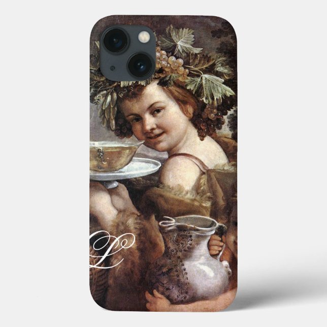 BACCHUS WITH GRAPES AND WINE MONOGRAM Case-Mate iPhone CASE (Back)