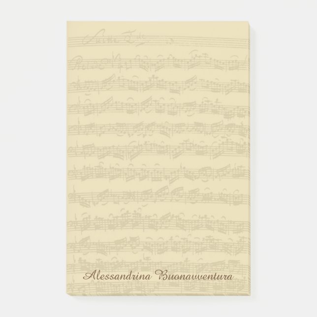 Bach 2nd Cello Suite Music Manuscript Custom Name Post-it Notes (Front)