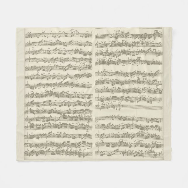 Bach 2nd Cello Suite, Several Manuscript Pages Fleece Blanket (Front (Horizontal))