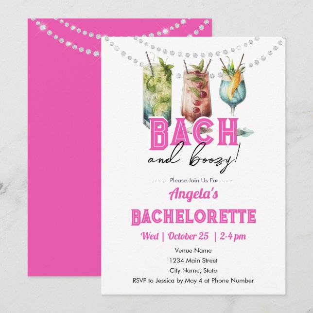 Bach and Boozy Bachelorette Party  Invitation (Front/Back)