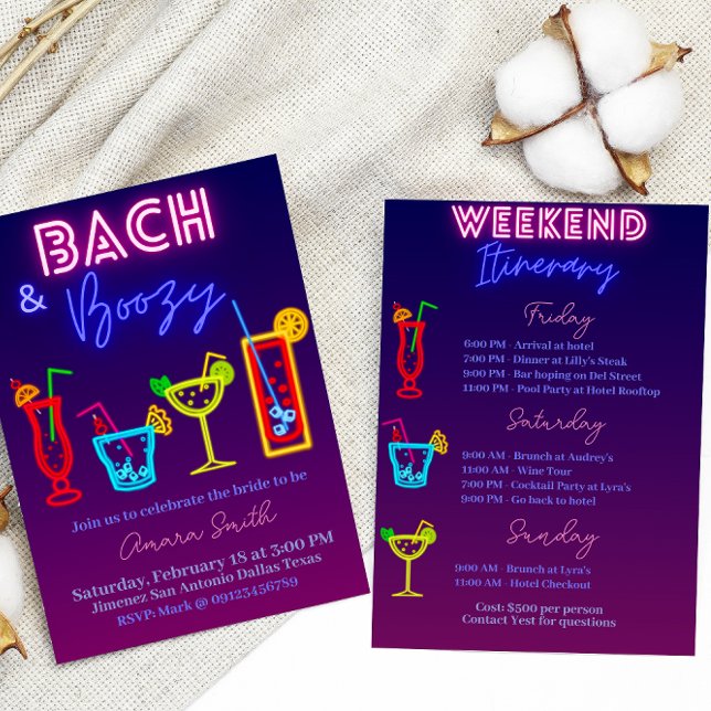 Bach and Boozy Bachelorette with Itenerary Invitation (Creator Uploaded)