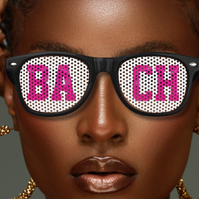 Bach Bachelorette Party Favour Hot Pink & White Retro Sunglasses (Bach Bachelorette Party Favor Hot Pink & White Retro Sunglasses
)