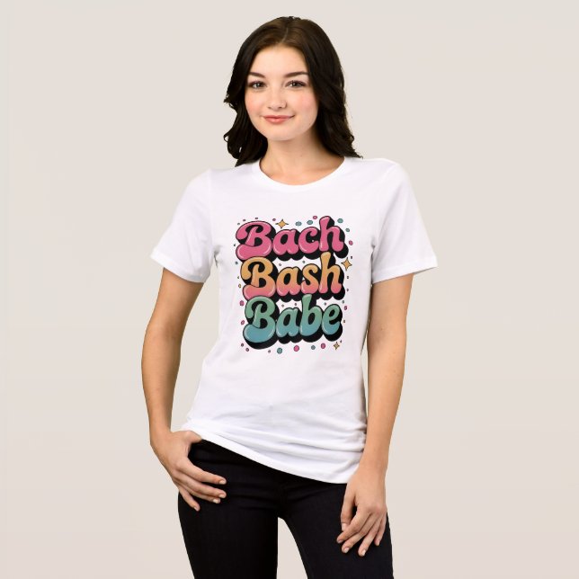 Bach Bash Babe Bachelorette T-Shirt – Fun Retro  Tri-Blend Shirt (Front Full)