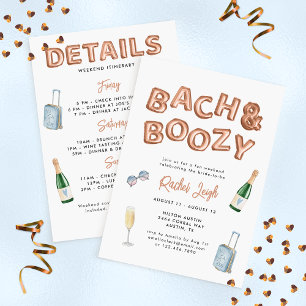 Bach & Boozy Rose Gold Bachelorette Weekend Invitation