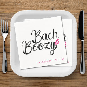 Bach & Boozy White & Pink Bachelorette Party Napkin