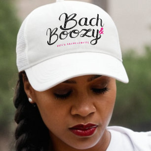 Bach & Boozy White & Pink Bachelorette Party Trucker Hat