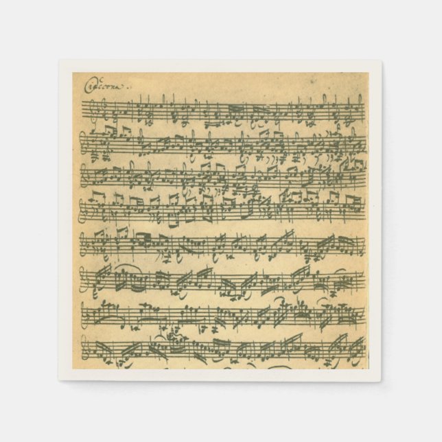 Bach Chaconne Violin Music Manuscript Napkin (Front)