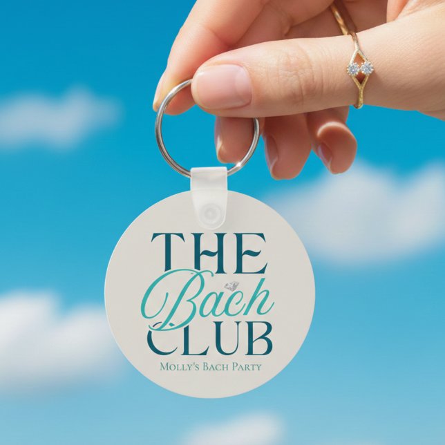 Bach Club Modern Simple Blue Bachelorette Party Key Ring (Bach Club Modern Simple Blue Bachelorette Party Keychain)