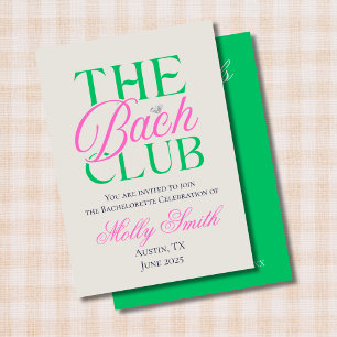 Bach Club Modern Simple Pink Green Bachelorette Invitation