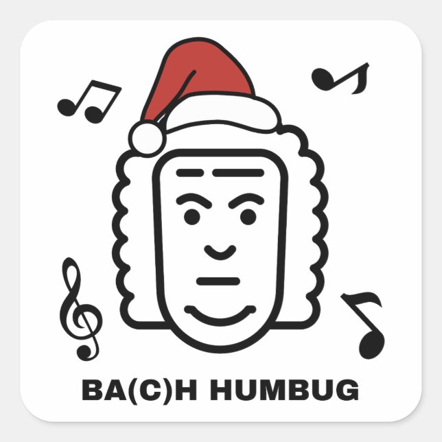 BACH Funny Classical Music Composer Christmas Pun Square Sticker (Front)
