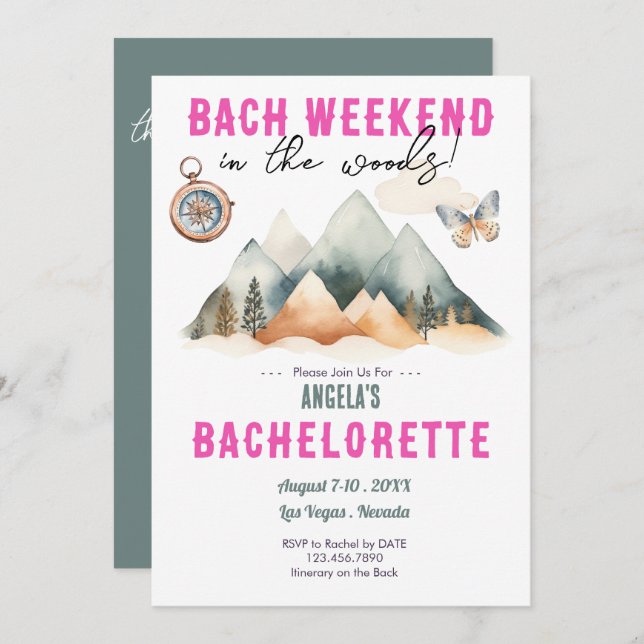 Bach in the Woods Camping Bachelorette weekend Invitation (Front/Back)