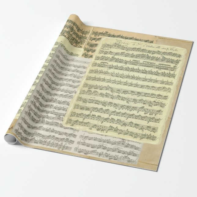Bach Music Manuscript Pages Wrapping Paper (Unrolled)