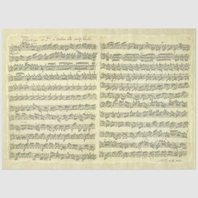 Bach Partita for Solo Violin Music Manuscript Tissue Paper (Front)