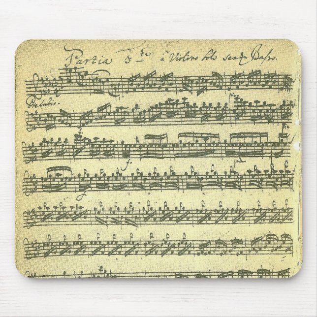 Bach Partita Music Manuscript for Solo Violin Mouse Pad (Front)