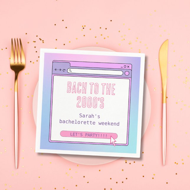 Bach To The 2000's Y2K Bachelorette Personalised Napkin (Bach To The 2000's Y2K Bachelorette Personalized Napkins)