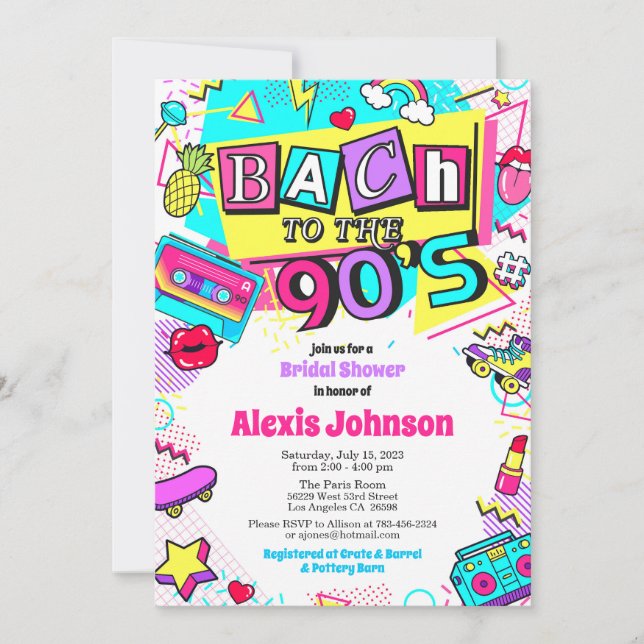 Bach to the 90's Bridal Shower Invitation (Front)
