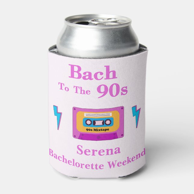 Bach To The 90s Cassette Tape Bachelorette party Can Cooler (Can Front)