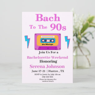 Bach To The 90s Cassette Tape Bachelorette Weekend Invitation
