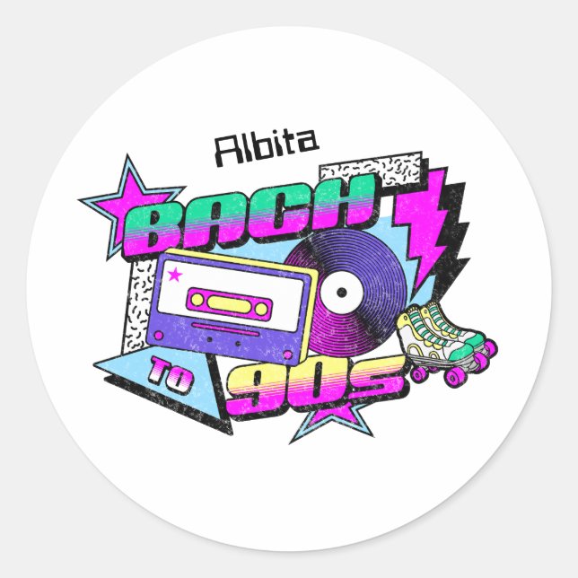 Bach to the 90s  classic round sticker (Front)